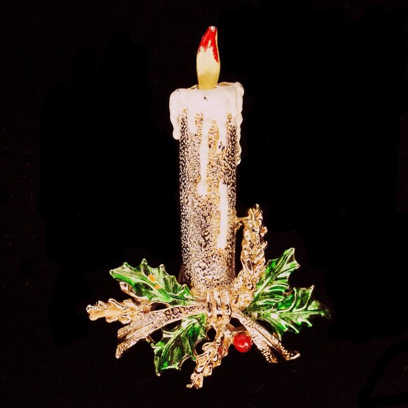 GERRY'S SIGNED CHRISTMAS CANDLE BROOCH - JOEHGW1 - Picture 1 of 4